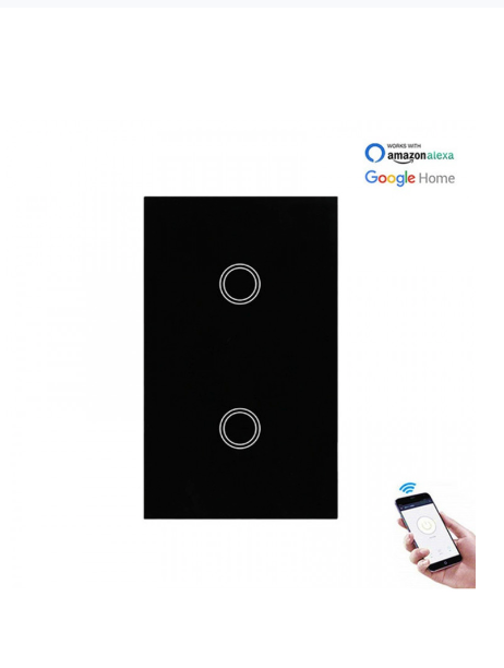 No neutral - Wifi Smart Light Switch 2Gang - Black (No Neutral Required)