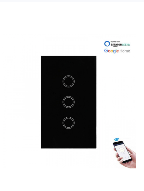 No neutral - Wifi Smart Light Switch 3Gang - Black (No Neutral Required)