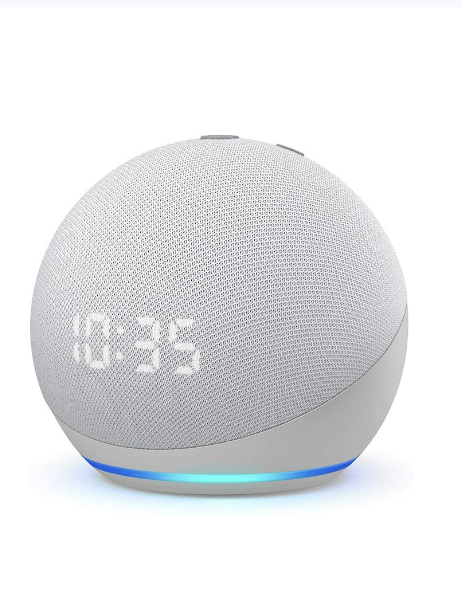 Echo - Amazon Echo Dot Smart Speaker - 4th Gen with Clock - Glacier