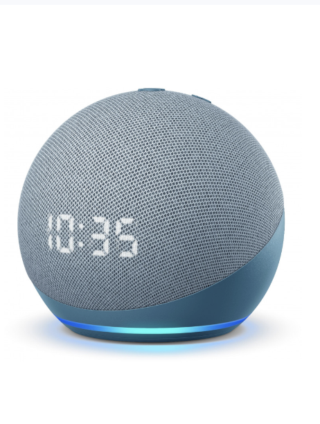 Echo - Amazon Echo Dot Smart Speaker - 4th Gen with Clock - Twilight Blue